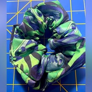 Turquoise and navy scrunchie